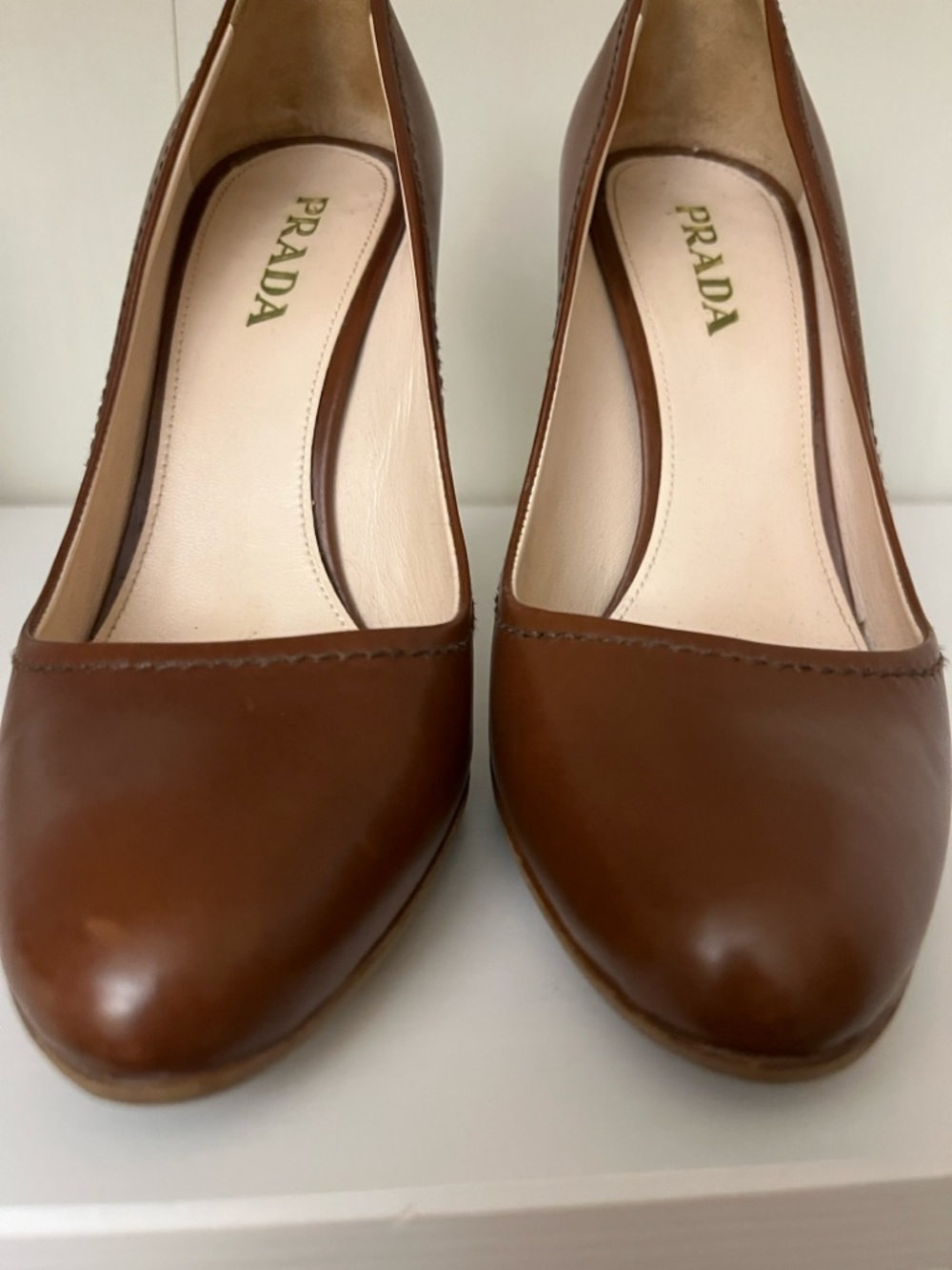 Prada Brown Leather Pointed-Toe Stiletto Pumps - Picture 11 of 14